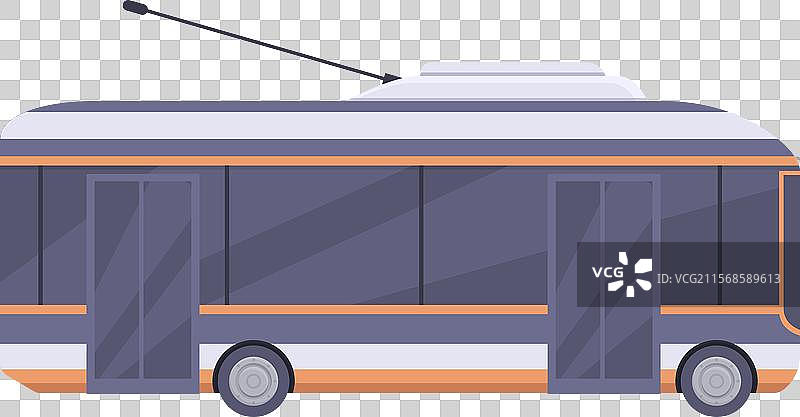 现代无轨电车在公交站等候图片素材