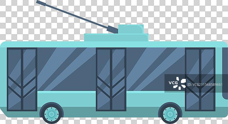 现代无轨电车正在运送乘客。图片素材