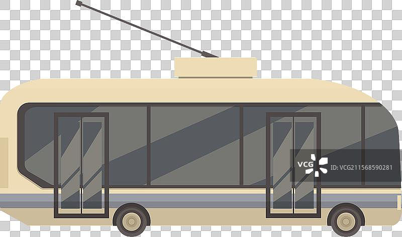 现代无轨电车的开门状态正在等待中图片素材