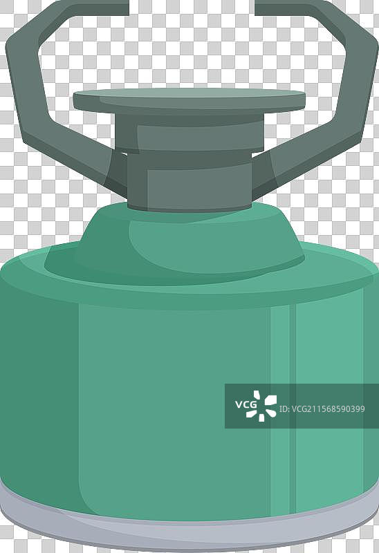 绿色露营炉，带有打开的火焰调节器图片素材