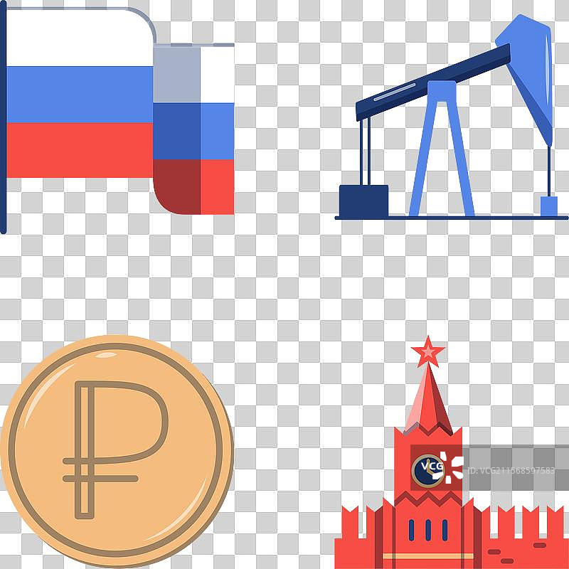 俄罗斯符号扁平图标集图片素材