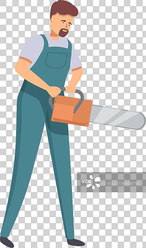 伐木工手中握着一把电锯图片素材