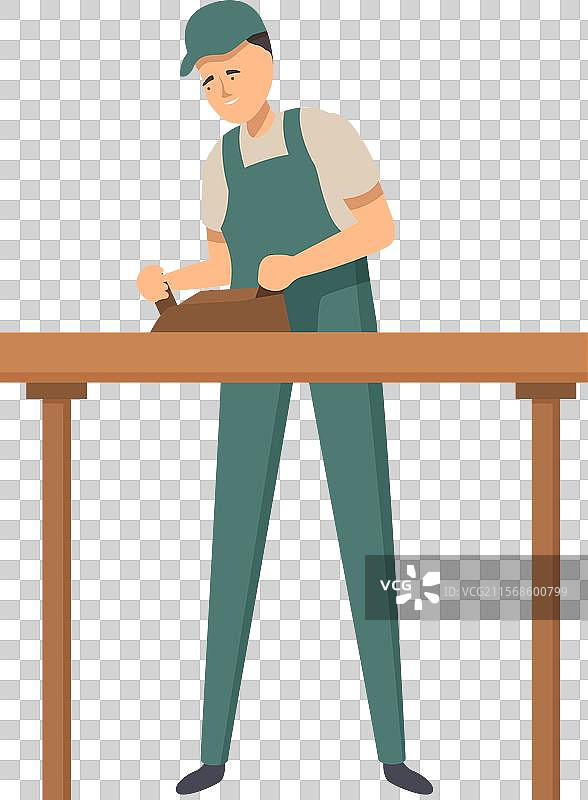 木匠在工作台上使用刨子加工木材图片素材