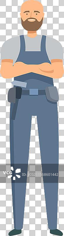 建筑工人双臂交叉，准备好要做某事。图片素材