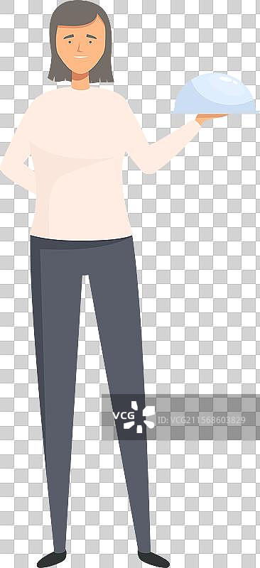 女服务员手持空餐盘准备上菜图片素材