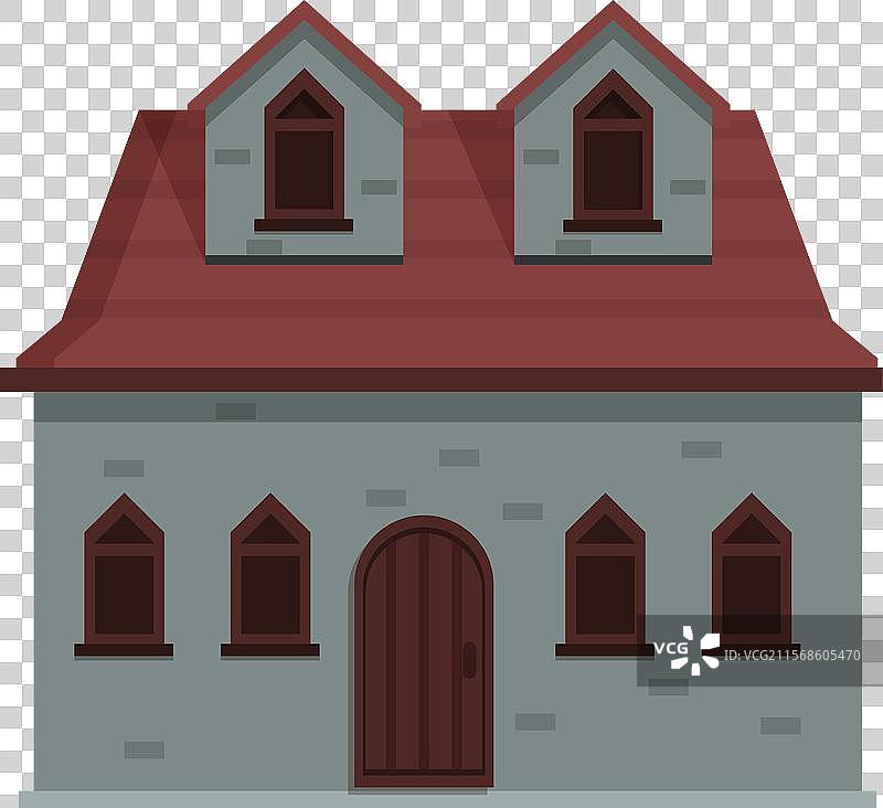 经典欧洲风格的房屋，带有瓦屋顶和图片素材