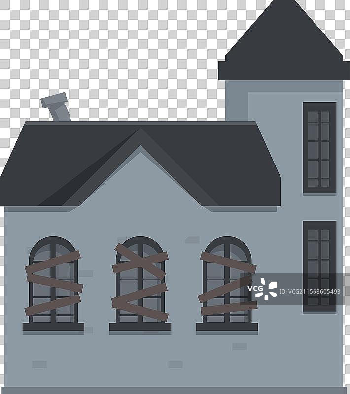 废弃的老房子，窗户被木板封住，和一...图片素材