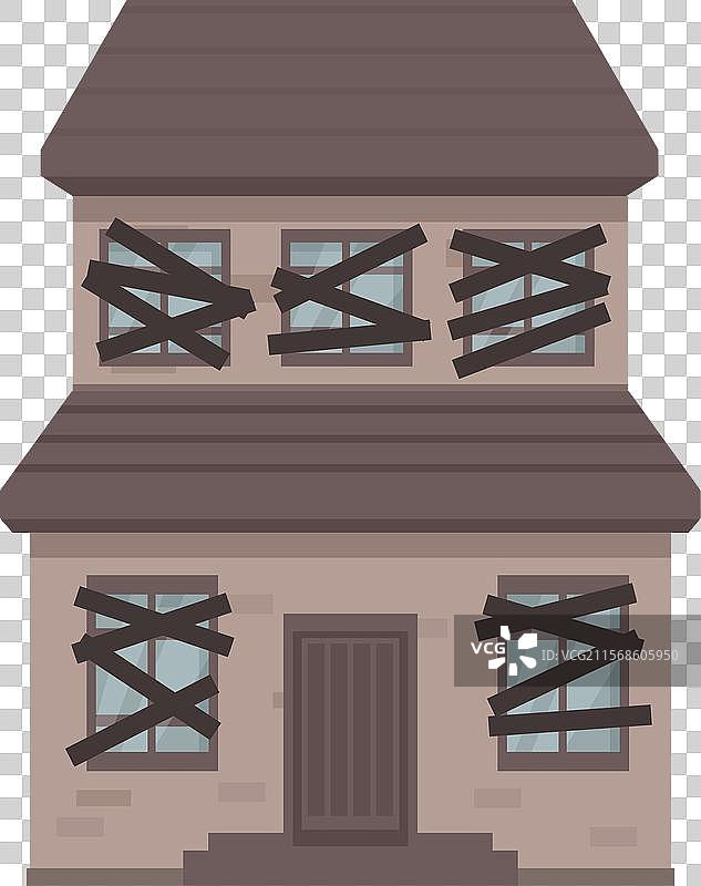 封闭的两层住宅，城市衰败图片素材