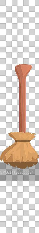 经典女巫扫帚在白色背景上飞行图片素材