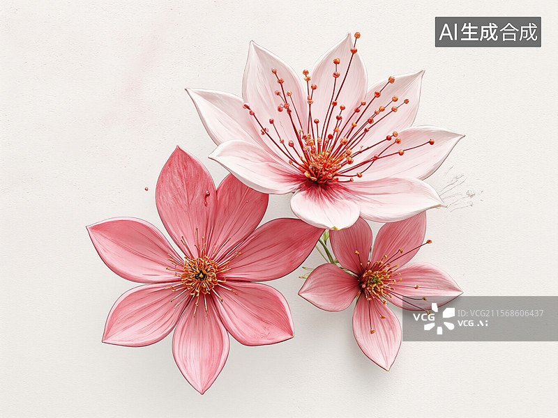 【AI数字艺术】粉色花朵绽放图片素材