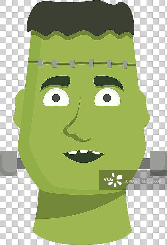 绿色的弗兰肯斯坦怪物看起来很惊讶图片素材