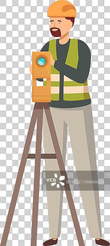 测量员正在使用经纬仪进行测量图片素材