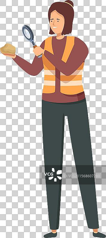 女地质学家正在使用工具检查岩石样本图片素材