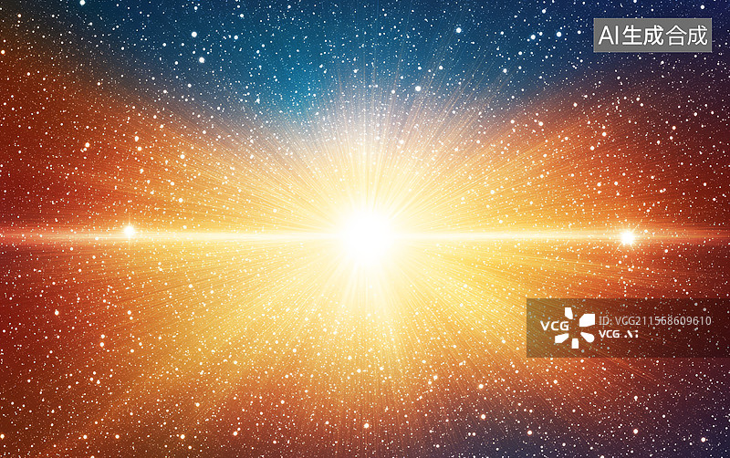 【AI数字艺术】宇宙中的光芒爆发图片素材