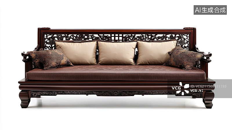 【AI数字艺术】中式古典风格书房实木书桌椅子中式书架3D室内装饰设计图片素材