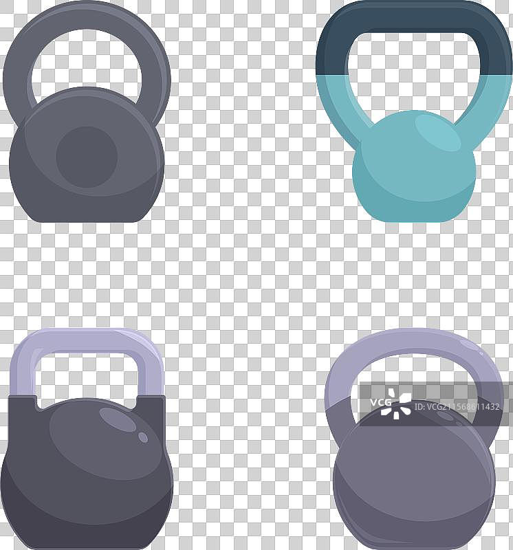 平面风格的壶铃图标集图片素材