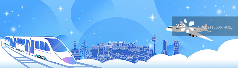 西藏旅游假期休假出行国内游高铁出行春运高速列车图片素材