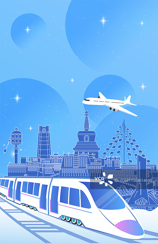 西藏旅游假期休假出行国内游高铁出行春运高速列车图片素材