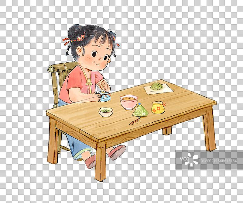 端午节小女孩包香囊元素图片素材