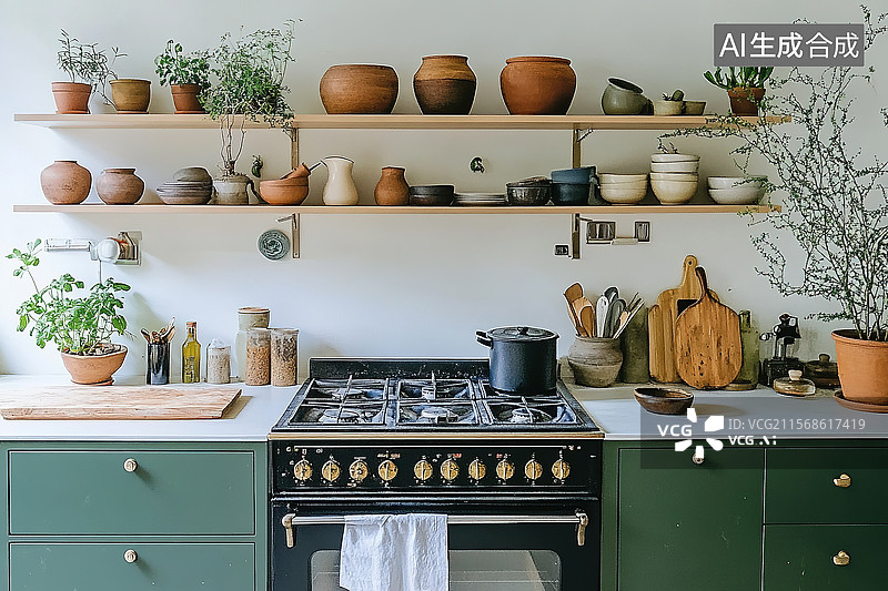 【AI数字艺术】乡村风格厨房图片素材
