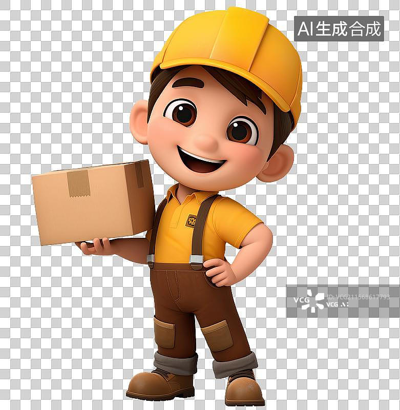 【AI数字艺术】可爱的卡通工人形象透明免抠元素图片素材
