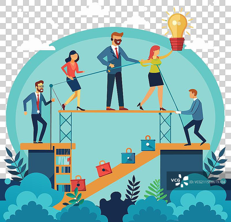 建立商业桥梁，共同连接道路图片素材