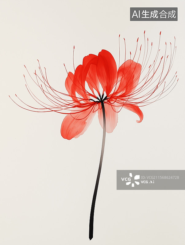 【AI数字艺术】红色的彼岸花插画图片素材