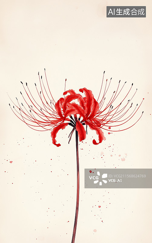 【AI数字艺术】红色的彼岸花插画图片素材