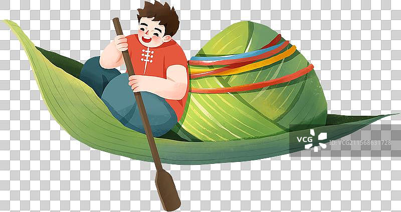 端午节插画元素划船的男子图片素材