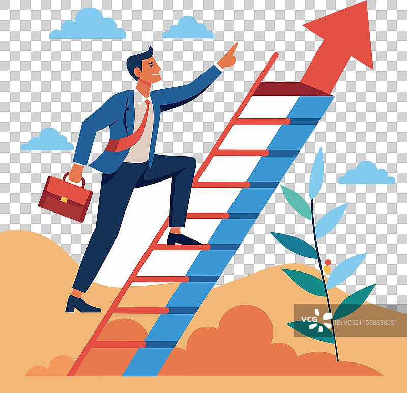 商业增长与职业发展攀登阶梯图片素材