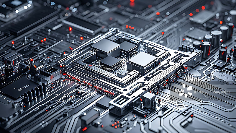 精密复杂的集成电路板特写图片素材