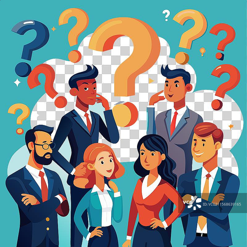 困惑的人们面临困惑问题或疑虑图片素材