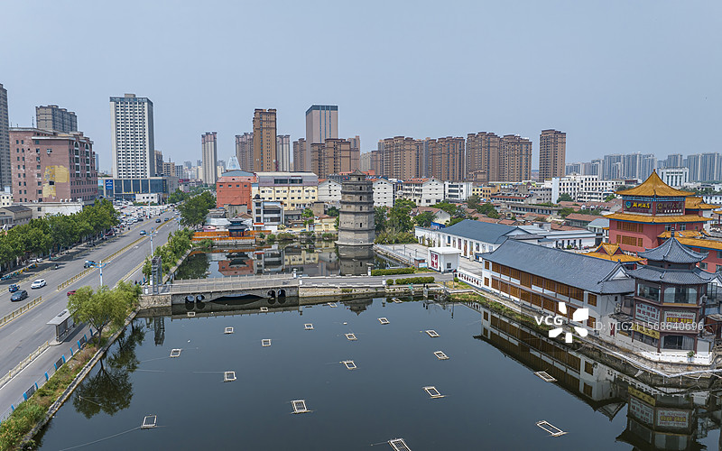 山东省菏泽市巨野县永丰塔航拍图片素材