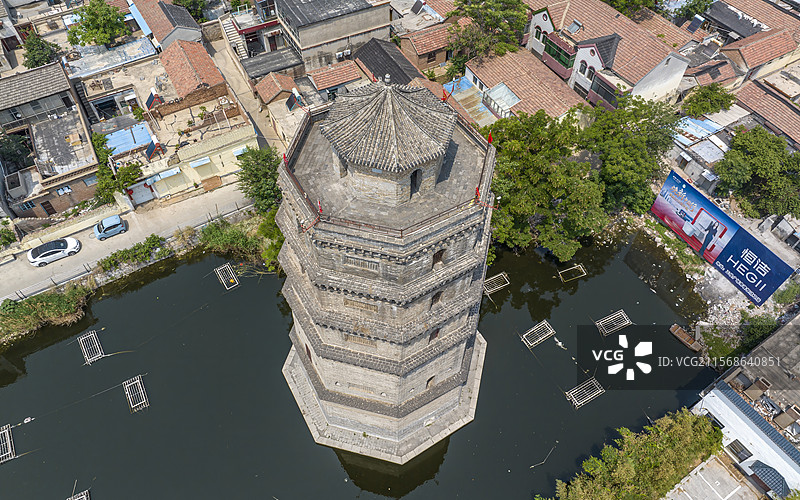 山东省菏泽市巨野县永丰塔航拍图片素材