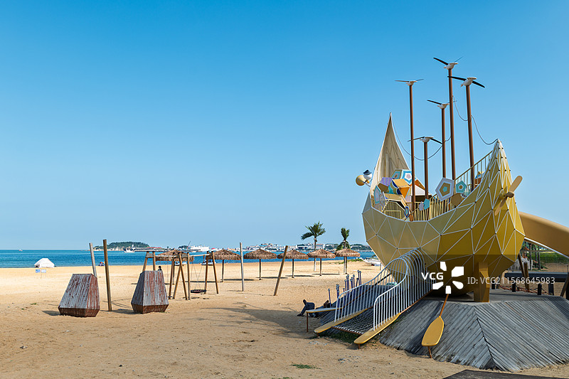 山东威海日落湾风光图片素材