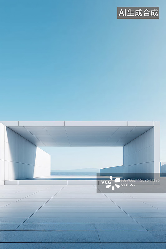 【AI数字艺术】现代建筑的露天平台图片素材