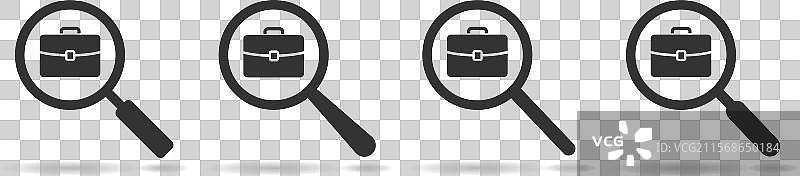 放大镜与公文包或背包图标图片素材