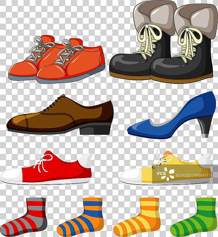 各种色彩鲜艳的鞋子和袜子图片素材