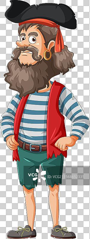 穿着条纹衬衫和红色背心的海盗图片素材