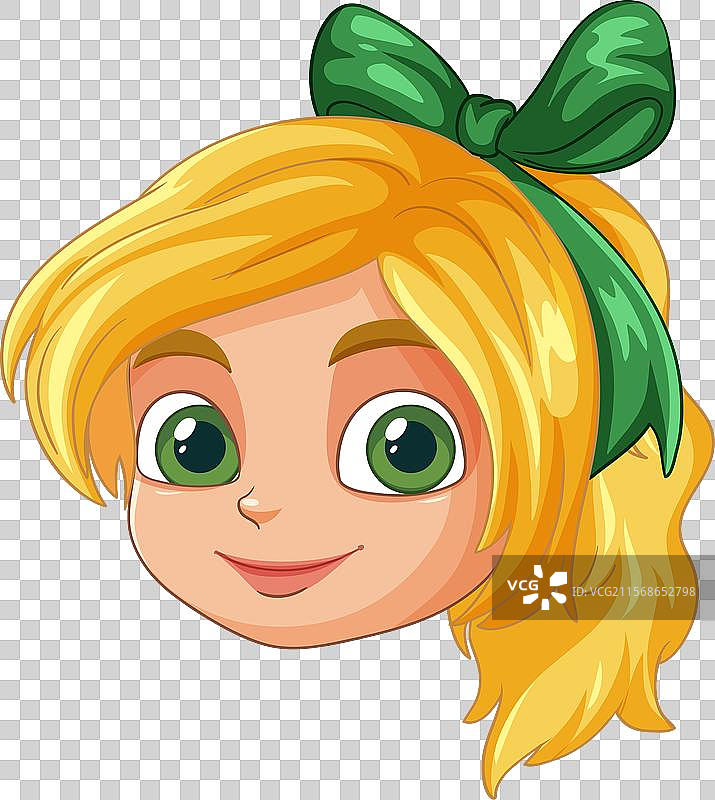 金发女孩，绿眼睛，带着蝴蝶结图片素材