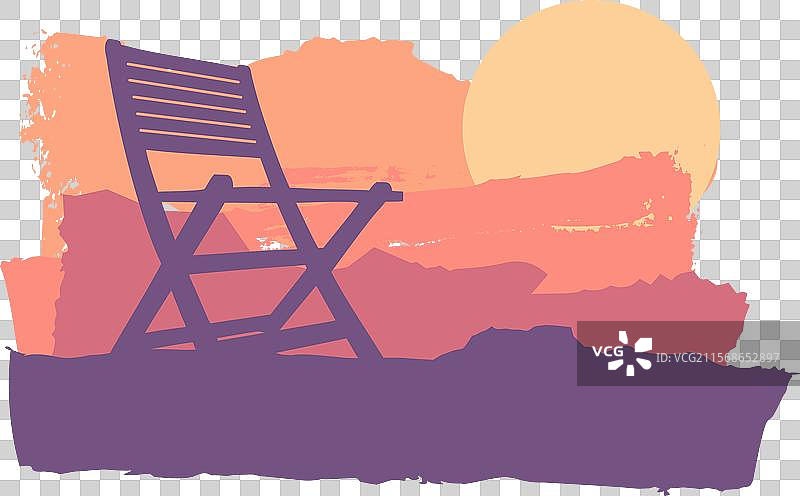 夏季休息的海滩躺椅，木质甲板图片素材