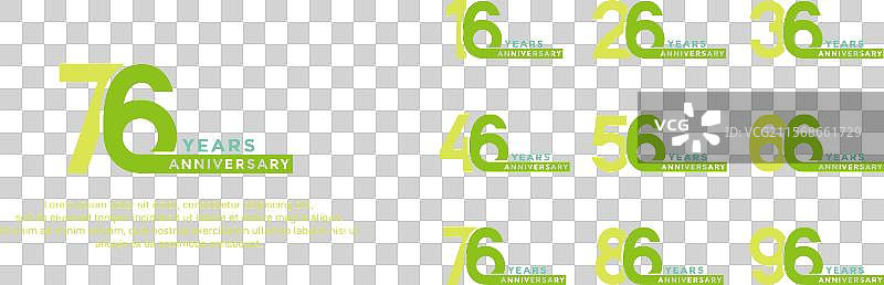 绿色周年纪念标志风格的套件图片素材