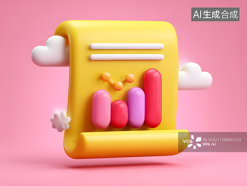 【AI数字艺术】3D卡通文档的办公图标图片素材