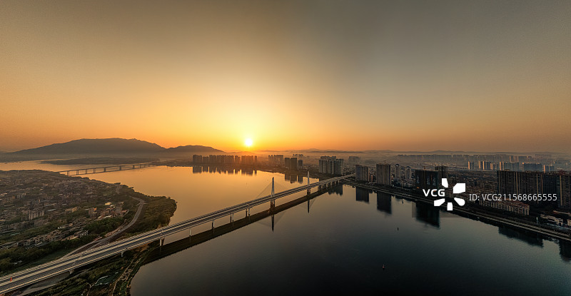 广东清远北江沿岸航拍景观图片素材