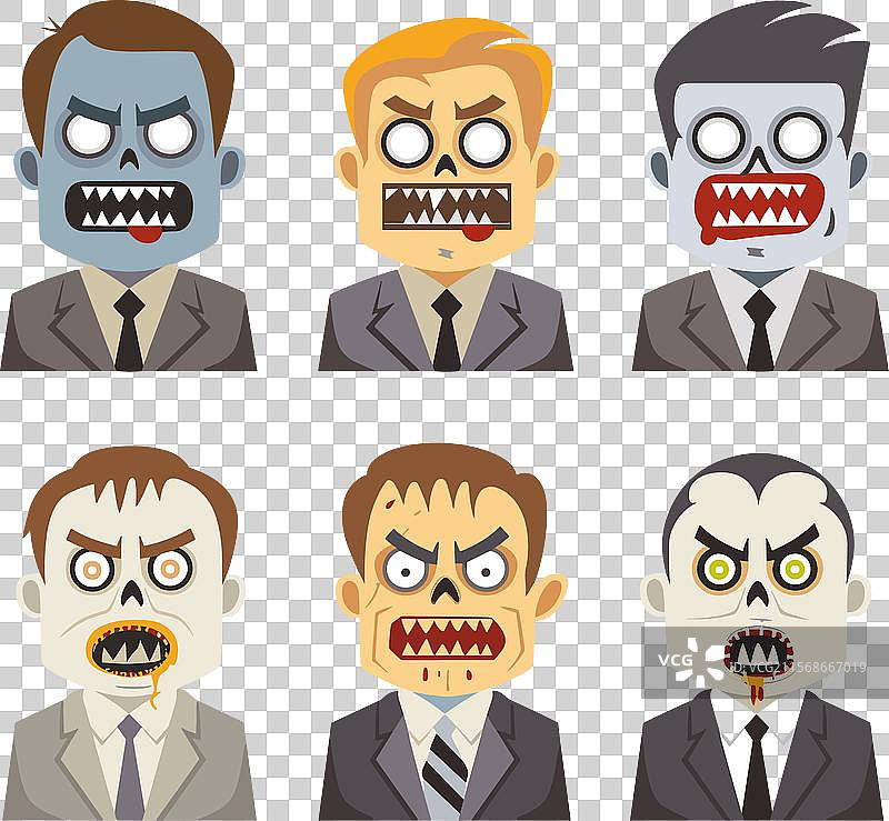 六个愤怒的商人变成了僵尸图片素材