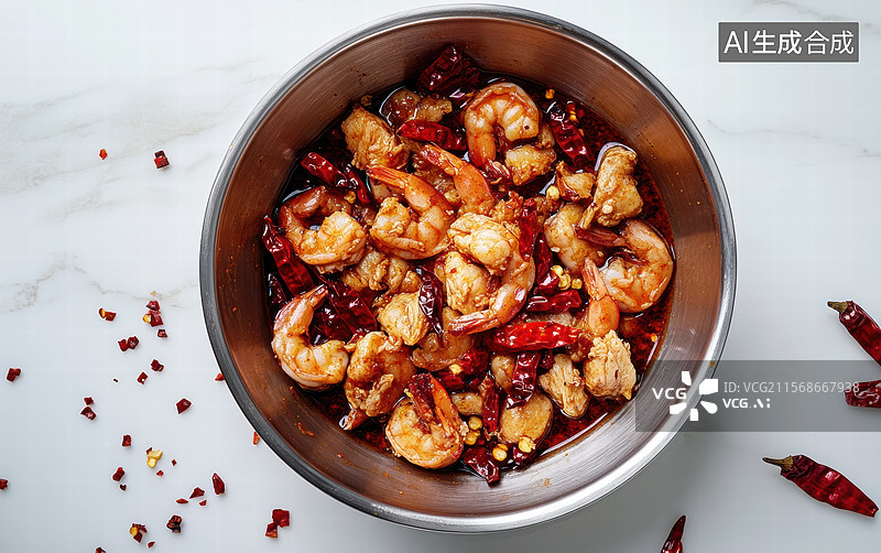 【AI数字艺术】香辣虾仁炒红豆图片素材
