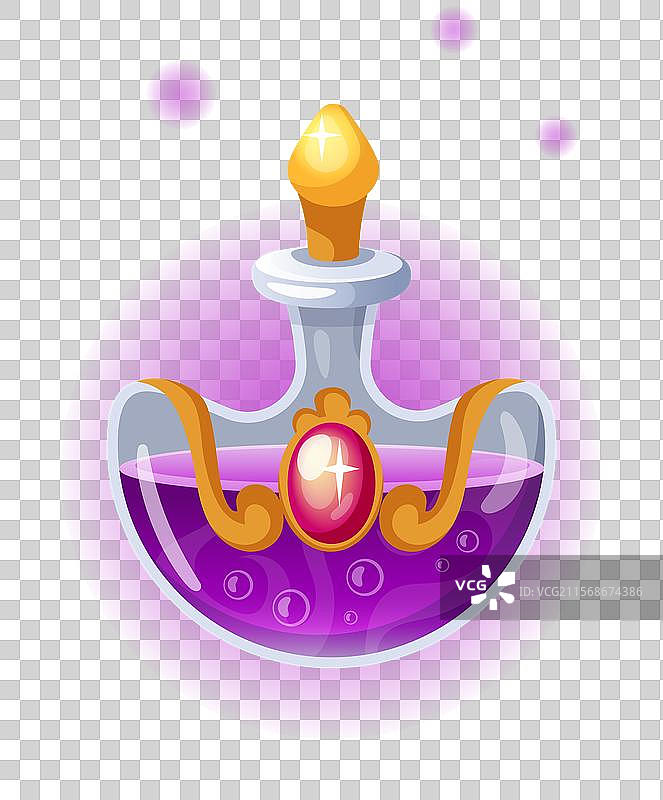 神秘的魔法药水瓶，紫色液体图片素材