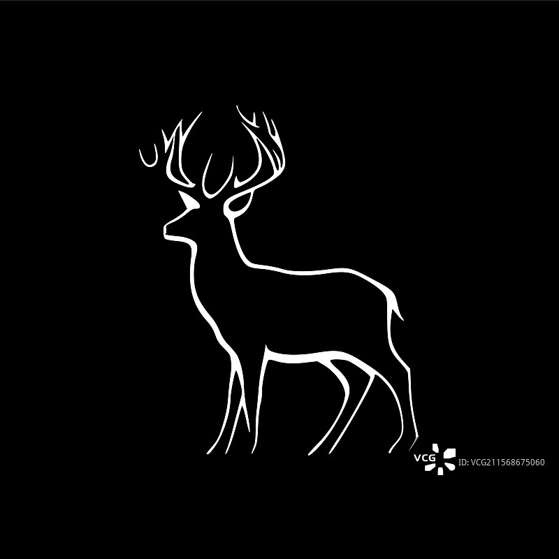 鹿 - 黑白色图片素材