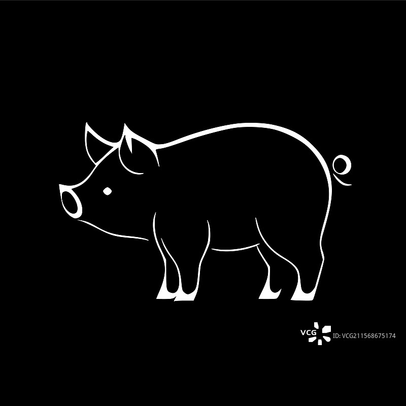 黑白色猪的孤立图标图片素材