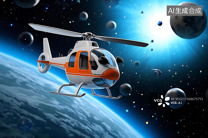 【AI数字艺术】宇宙飞船遨游太空图片素材